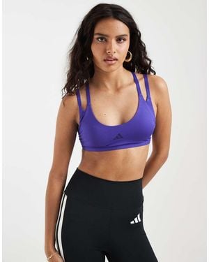 adidas Originals Adidas Training Optime Light Support Strappy Sports Bra - Blue