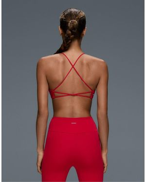 Oysho Light-Support Comfortlux Cross-Back Sports Bra - Red