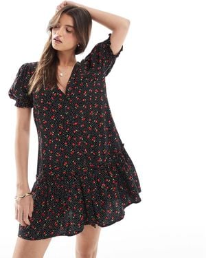 Miss Selfridge Printed Spun Smock Dress - Black