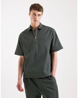 ASOS Co-Ord Zip Through Relaxed Overhead Shirt - Green