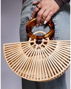 River Island Wooden Basket Bag - Metallic