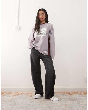 Collusion Football Long Sleeve Tee With Number Graphic - Natural