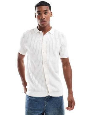 Brave Soul Knitted Short Sleeve Shirt - White