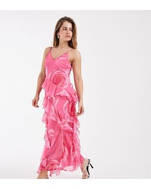 Vero Moda Smilla Chiffon Cami Ruffle Detail Midi Dress - Pink