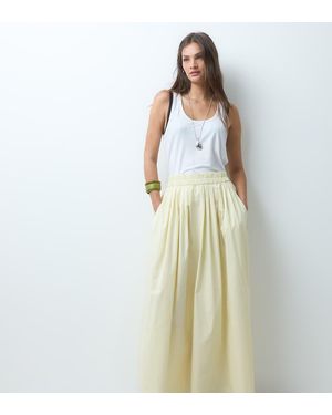ASOS Asos Design Tall Gonna Midi Ampia Con Vita Elasticizzata Color Buttermilk - Bianco