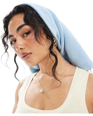 ASOS Knitted Square Neck Head Scarf - Blue