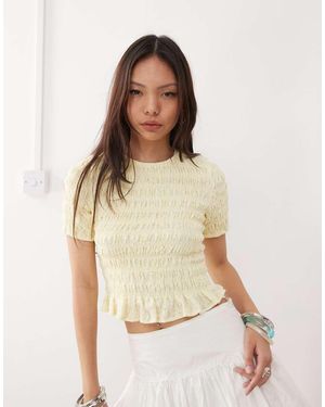 Amy Lynn Eleanor Lace Shirred Top - Natural