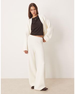 ASOS Supersoft Wide Leg Trouser Co-Ord - Natural