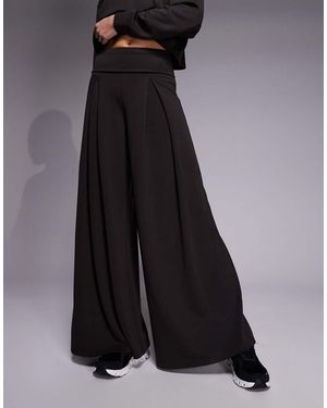 4505 Modal Blend Ultra Soft Wide Leg Dance Trousers With Fold Over Waist - Blue