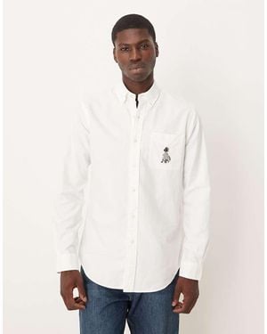 Polo Ralph Lauren Labrador Dog Embroid Custom Fit Oxford Shirt - White