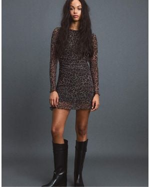 Stradivarius Korte Jurk Van Tule Met Print - Grijs