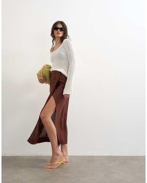 TOPSHOP Linen Sarong Maxi Skirt - White