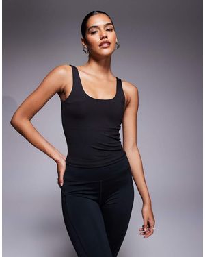 4505 Square Neck Singlet With Inner Bra - Black