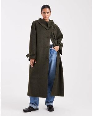 ASOS Longline Wool Blend Funnel Neck Coat - Black