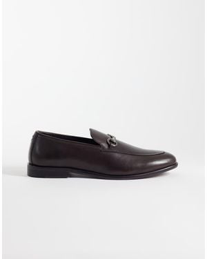 ASOS Mocasines Marrones De Corte Slim Con Bridón De Cuero - Blanco