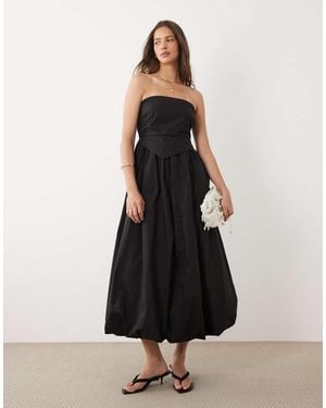ASOS Bandeau Ruched Midi Dress - Black