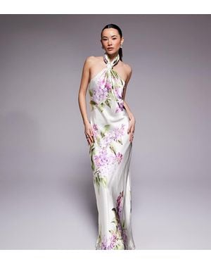 Forever New Halter Neck Satin Maxi Dress - White