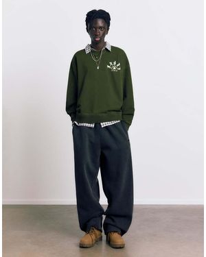Pull&Bear Acid Graphic Sweatshirt - Green