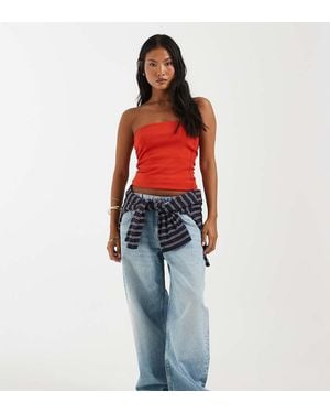 ASOS Asos Design Petite Oversized Baggy Boyfriend Jeans - Red
