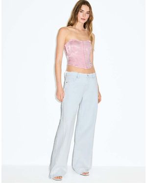Stradivarius Low-Waist Wide-Leg Rework Jeans - White