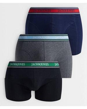 Jack & Jones Set Van 3 Boxershorts Met Contrasterende Tailleband - Blauw
