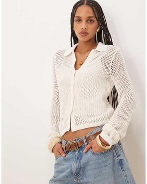 Abercrombie & Fitch Crochet Button Through Cardigan - Natural