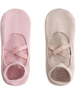 Oysho 2 paar sneaker-socken aus baumwollmix für yoga und pilates mit gekreuzten riemen - Pink