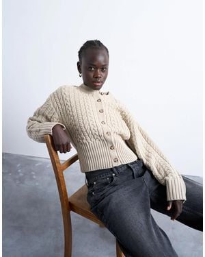 TOPSHOP Knitted Cable Fitted Waist Cardigan - Multicolor