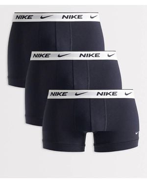 Nike Essential Cotton Stretch 3 Pack Trunks - Black