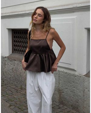 NA-KD Strap Open Back Peplum Top - Grey