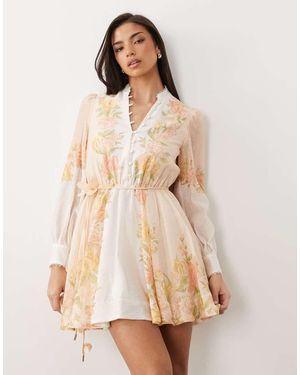Forever New Linen Button Down Shirt Mini Dress - Natural