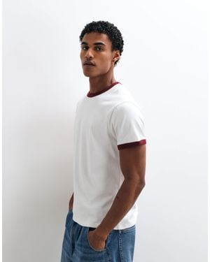 Weekday T-shirt à bordures rouges et - Blanc