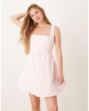 Collective The Label Square Neck Tie Back Mini Dress - Pink