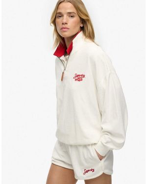 Superdry Heritage Terry Half Zip Sweatshirt - White
