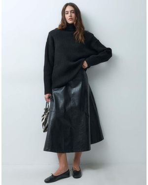 ASOS Maglione Oversize Con Spalline Imbottite E Collo A Imbuto - Nero