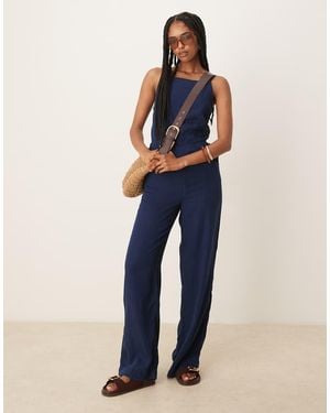 Mango Denim Effect Straight Leg Jumpsuit - Blue