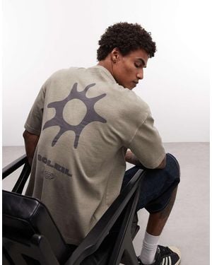 ASOS Heavyweight Oversized T-Shirt With Sun Graphic - Brown