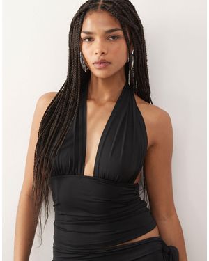 Lioness Safari Plunge Halterneck Top Co-ord - Black