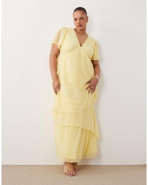 Vila Curve Tiered Dobby Ankle Dress - Metallic