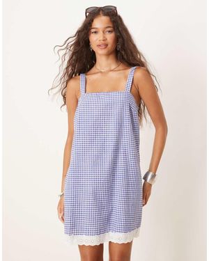 ASOS Swing Mini Dress With Broderie Hem - Purple