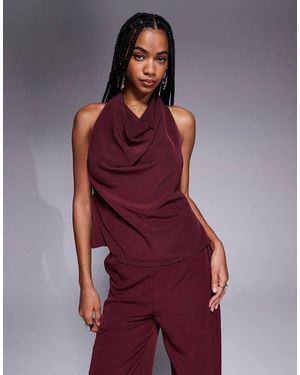 ASOS Haltertop Van Co-Ord Set Met Gedrapeerde Halslijn En Gesp Aan De Achterkant - Rood