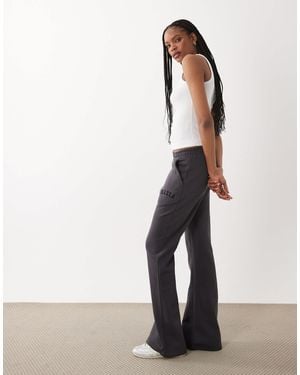 Kaiia Tall Cotton Blend Embroidered Logo Wide Leg Trackies - Blue