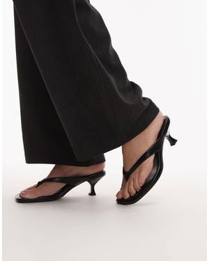 ASOS Wide Fit Havana Flip Flop Kitten Heel Sandals - Black