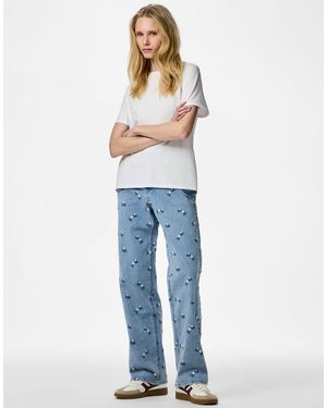 Pieces Jeans Dritti Chiaro - Blu