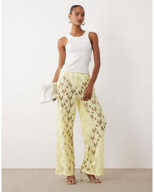 ASOS Lace Wide Leg Pants - Natural