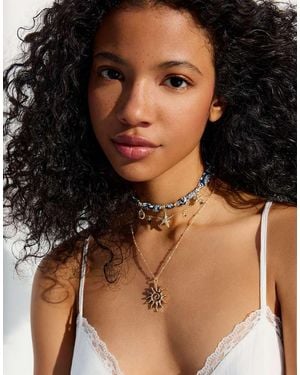 Bershka Pack Of Bandana Marine Charm Necklaces - Black