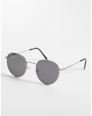 SELECTED Gafas De Sol Plateadas Redondas Con Lentes Negras De - Metálico