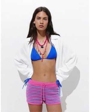 Pull&Bear Gestreepte Gebreide Short - Paars