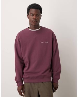 Lyle & Scott Script Brushback Crew Neck Sweatshirt - Purple