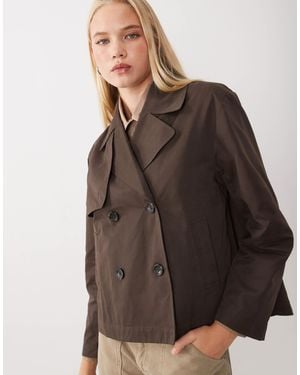 Mango Teen Cropped Trench - Brown